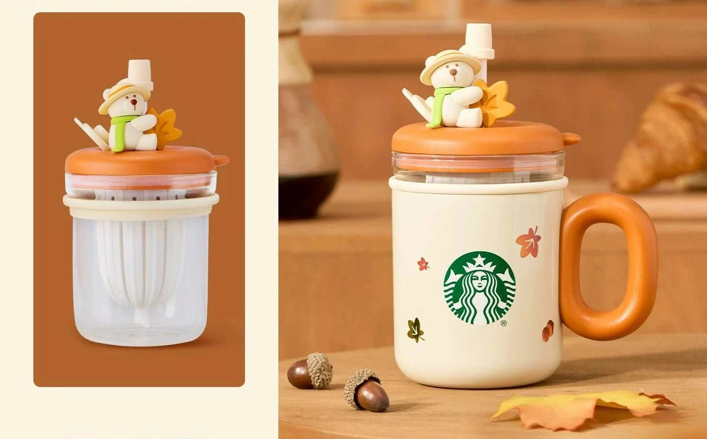 مجموعة Starbucks Fall Collection بتصاميم الدب والألوان الخريفية.