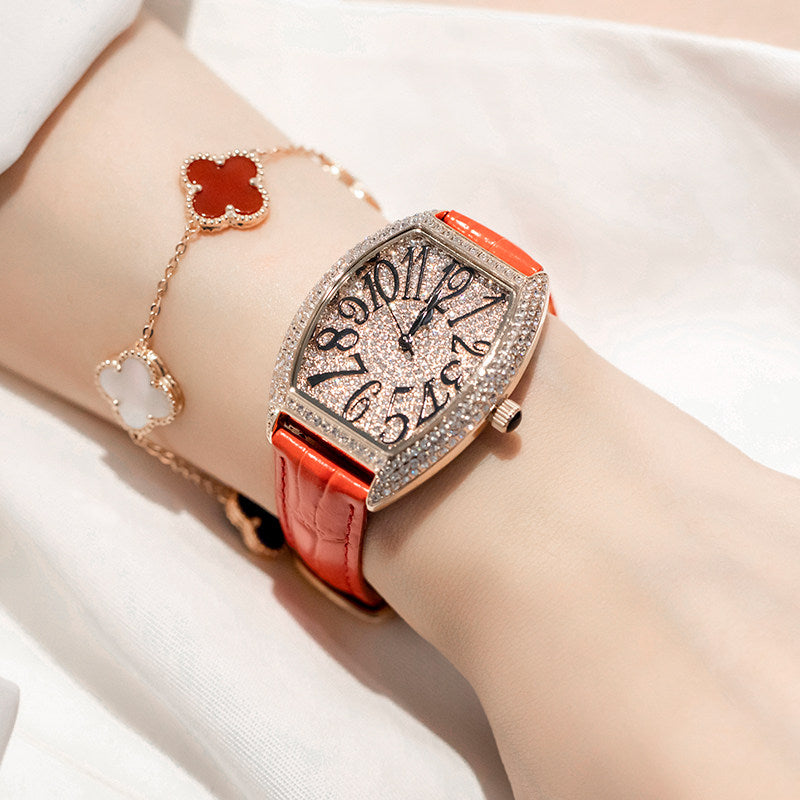 davena watch women's 2026 new full diamond women's light luxury niche women's watch red famous brand genuine products.