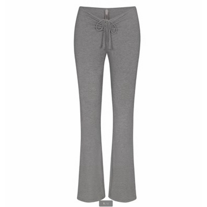 Grey SKIMS wide leg lounge pants with adjustable drawstring waist for casual comfort and style