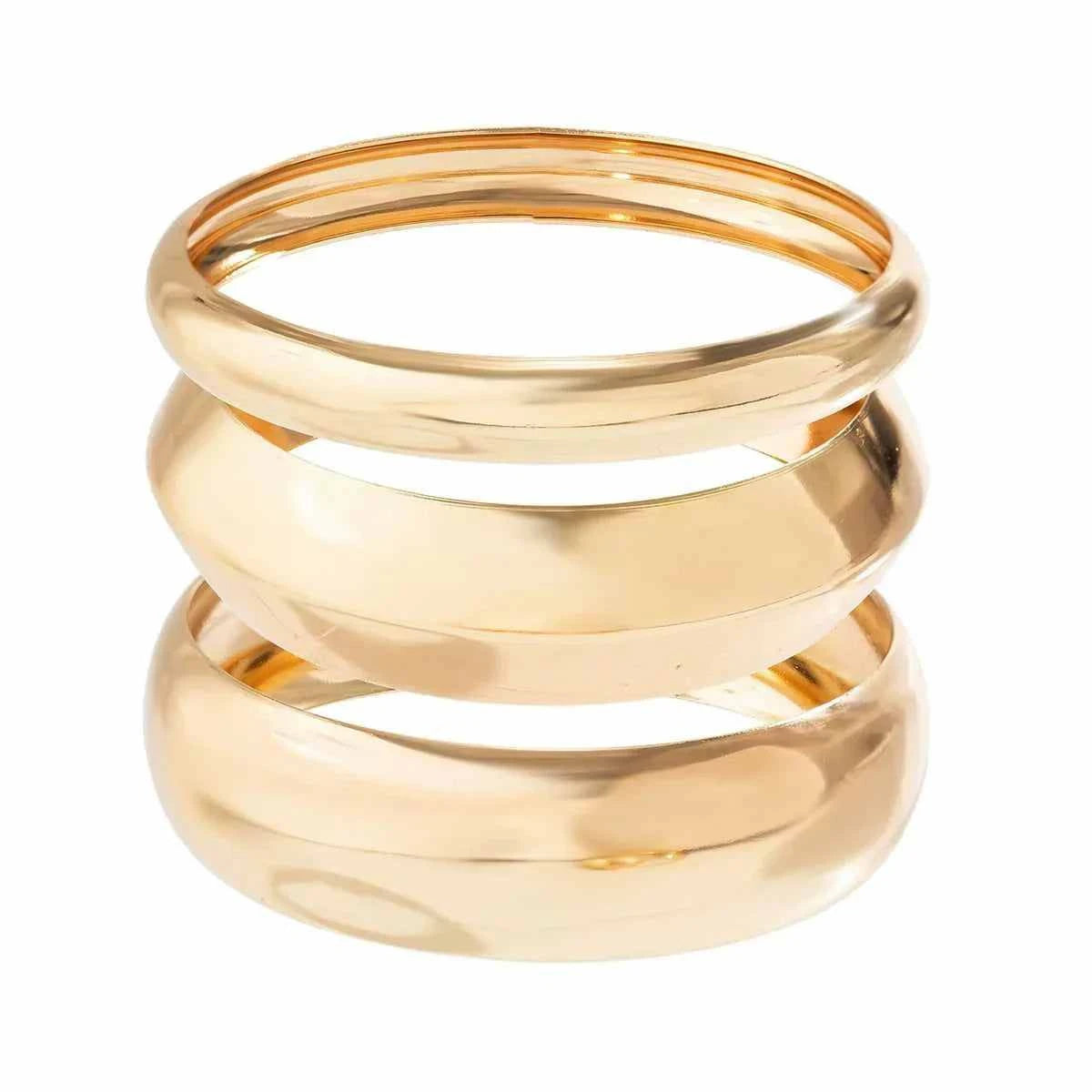 Metallic glossy curved bracelet | مجموعة سوار معدني لامع منحني موضة 2025.