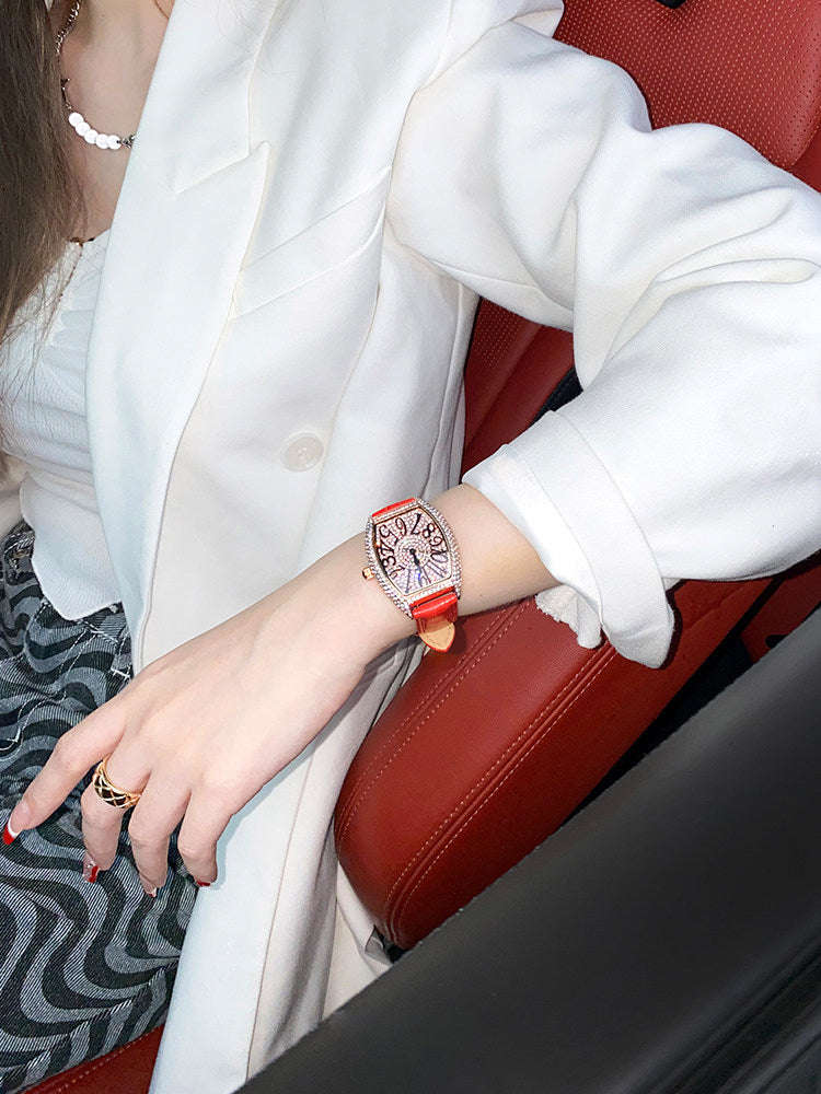 davena watch women's 2026 new full diamond women's light luxury niche women's watch red famous brand genuine products.