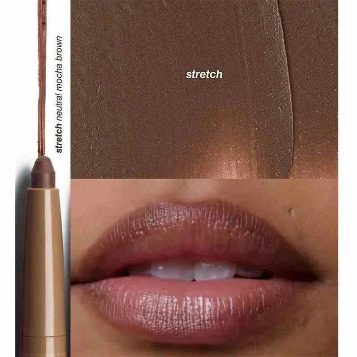 Rhode Lip Liner in Stretch mocha brown shade showing creamy long-lasting lip color application on lips