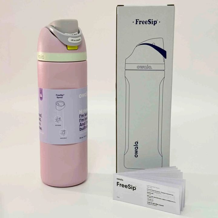 Owala FreeSip Cute Edition pink leak-proof water bottle with dual spout and BPA-free design