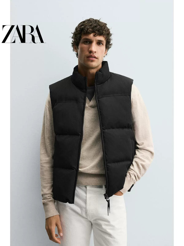 ZARA 2025 Slim Straight Stand Up Collar Padded Vest (Copy)