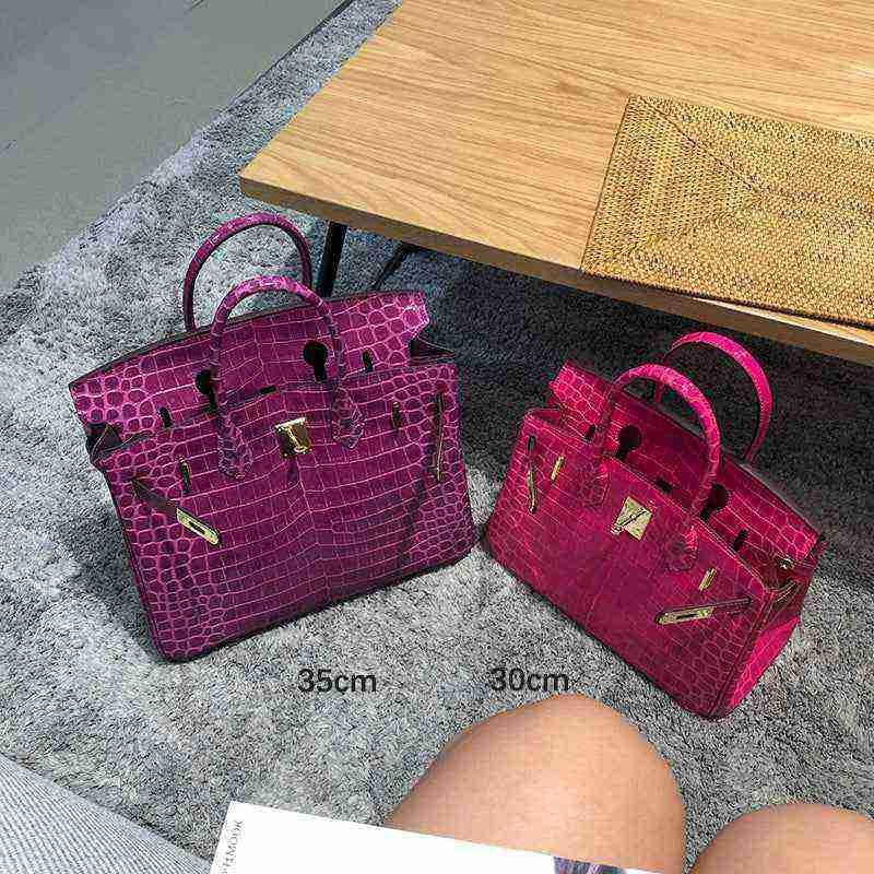 شنطة Birkin نسائية فاخرة بنقشة جلد التمساح  – جودة صينية عالية.