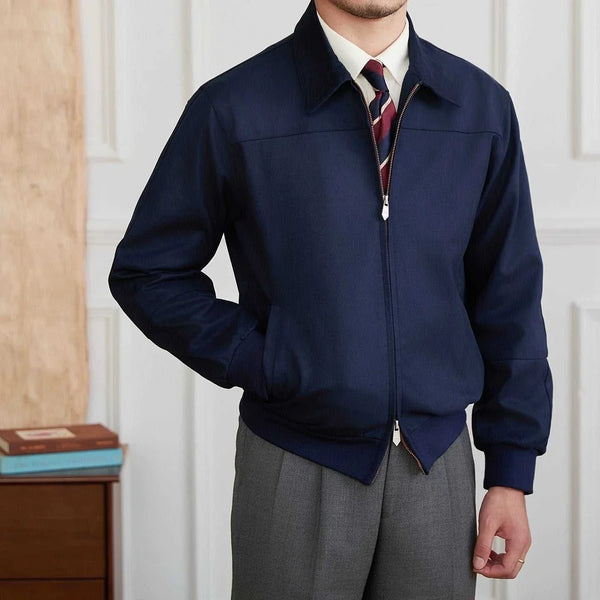 Mr. Lu San's men's casual جاكيت jacket in navy blue with classic fit and zippered front for stylish daily wear