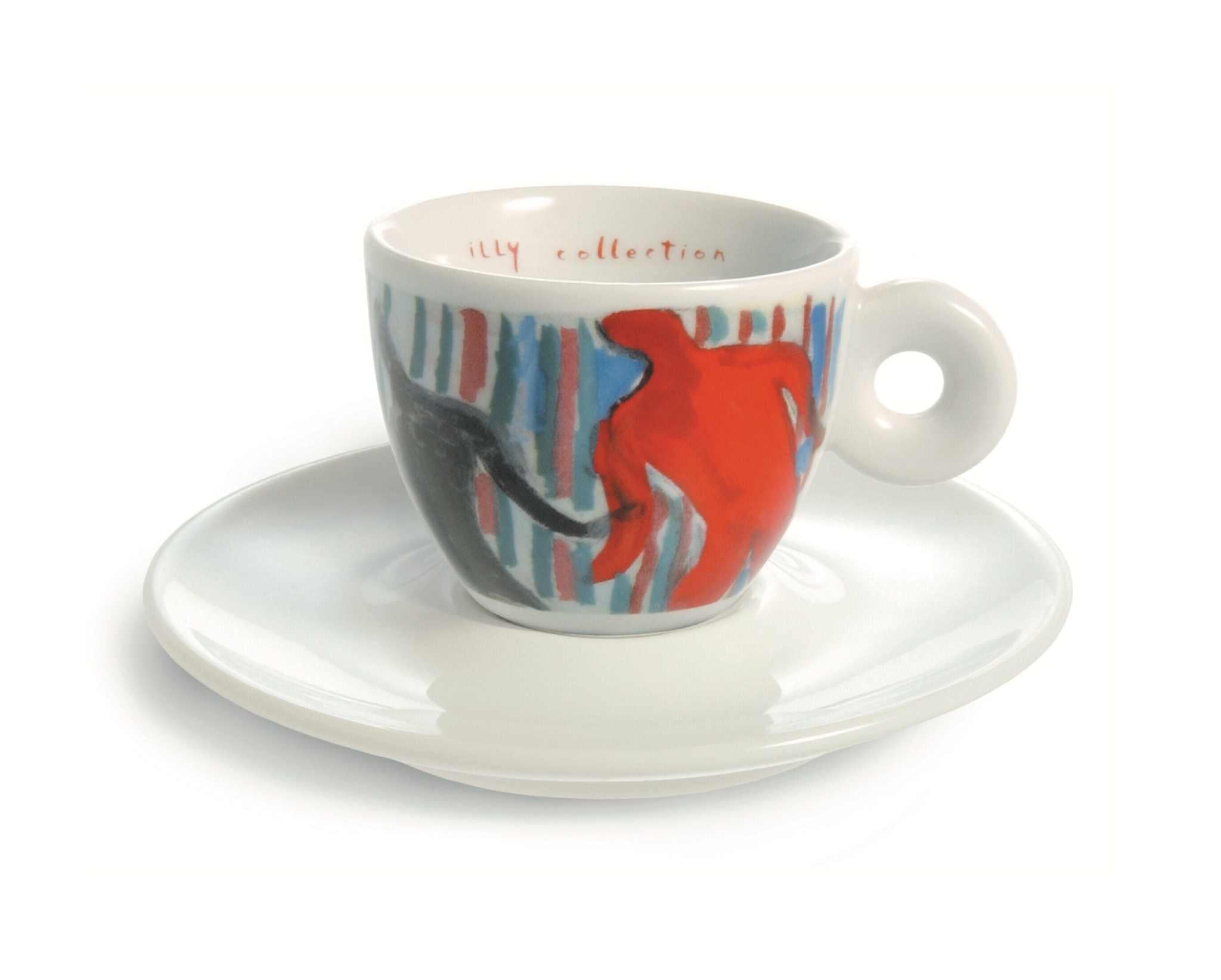 طقم أكواب Espresso من illy Collection بتصميم فني ملون.
