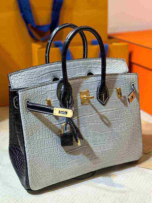 حقيبة فاخرة بتصيم  Birkin - نقشة جلد التمساح - جودة صينية عالية.