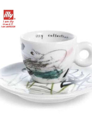 فنجان قهوة illy collection سيراميك بتصميم فني ملون.