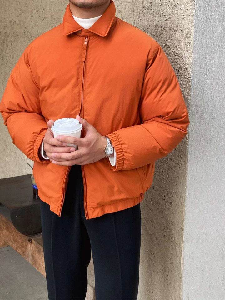 Mr. Lusan British jacket orange windproof insulated casual jacket with zipper and elastic cuffs