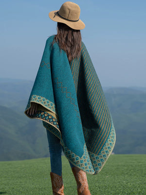La Chapelle travel outfit women's design sense ethnic style shawl blanket cape scarf