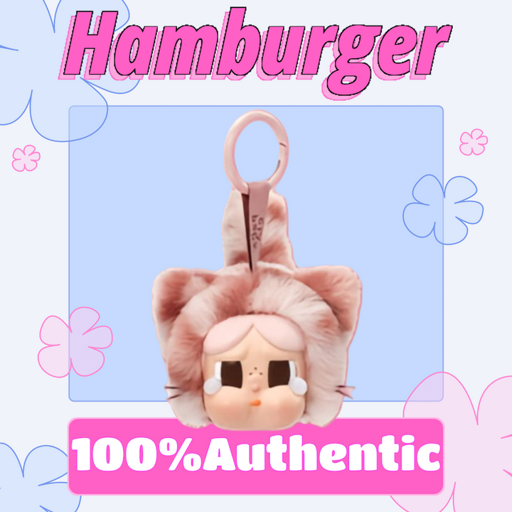 POP MART Crybaby Leopard Cat keychain in a pink leopard costume, displaying a shy expression.