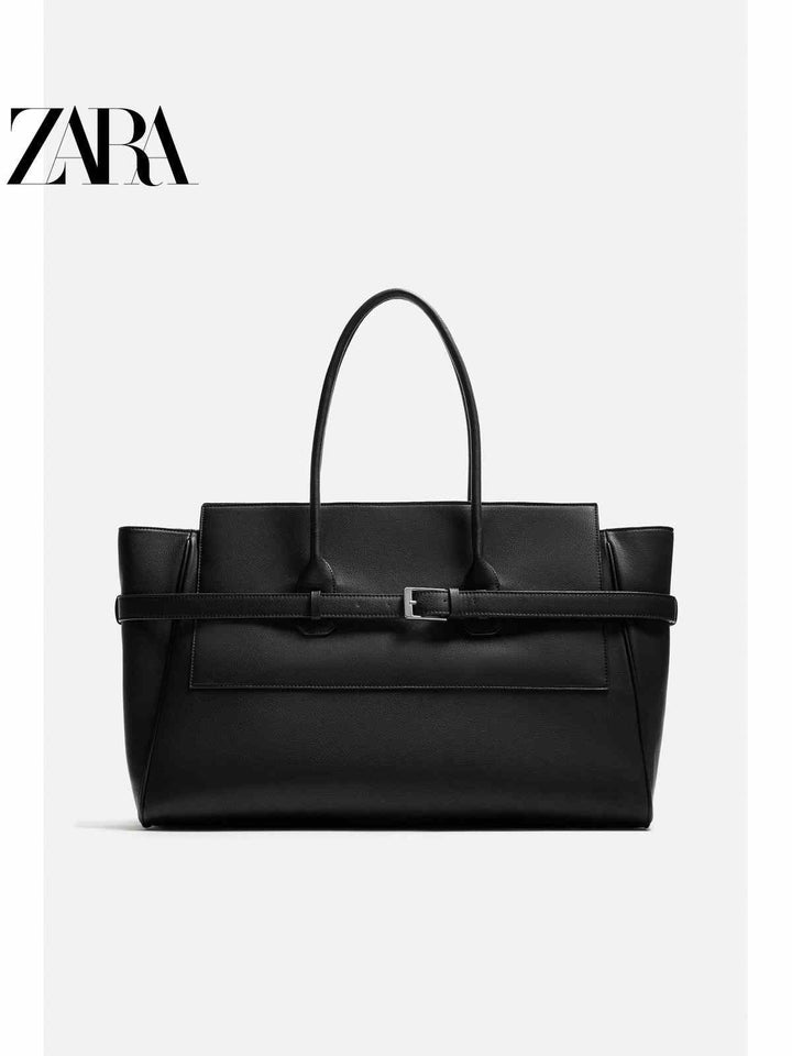 ZARA2025 Autumn New Men's Bag with Black Belt Detail Large Capacity Tote Bag 3140620 800