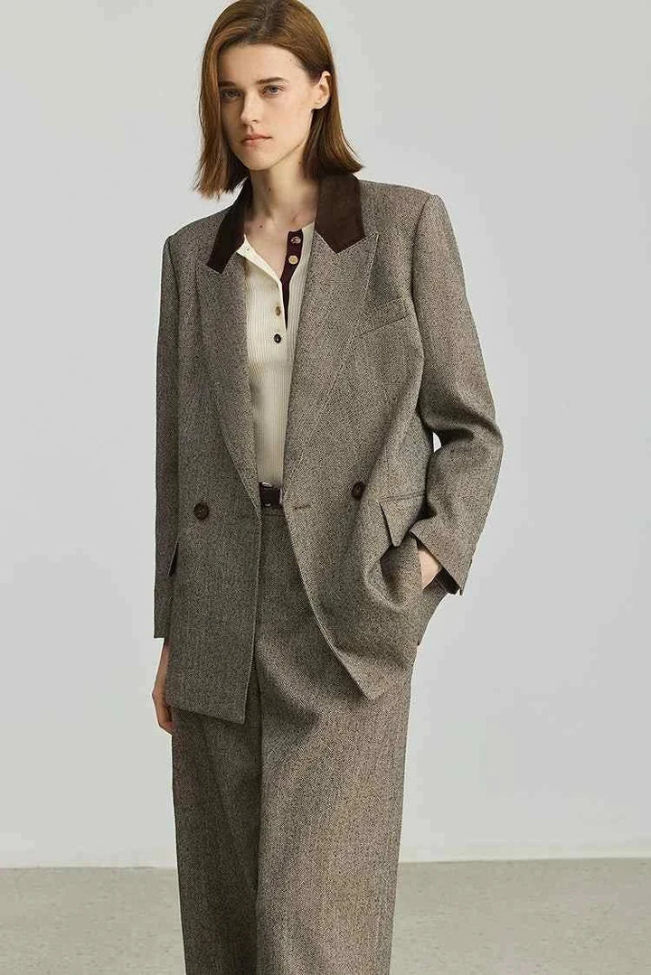 Elegant women's Elite suit LILY2025 autumn retro corduroy high-end blazer and trousers set