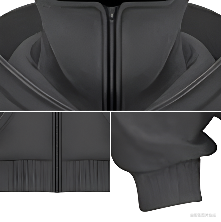 هودي النينجا أسود بسحّاب وقناع مدمج ودفء عالي للموسم البارد