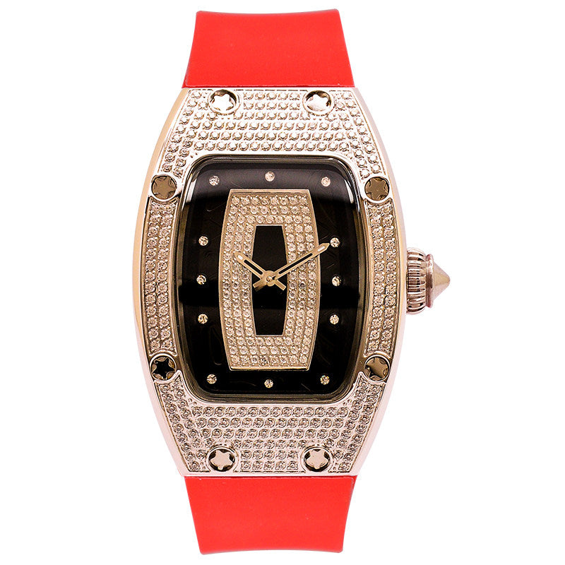 Light luxury niche diamond-encrusted women's watch, tonneau-shaped large dial, gypsophila high-end luxury women's watch brand genuine.