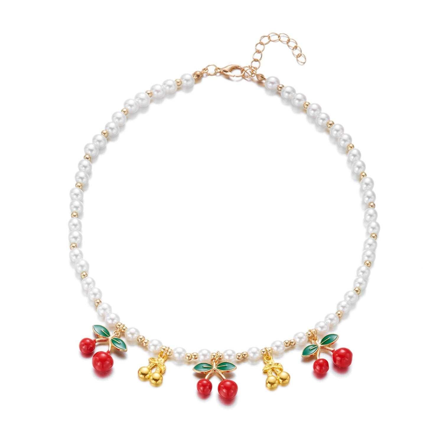 عقد Pearl Choker بقلادات Cherry و فواكه صيفية جذابة.
