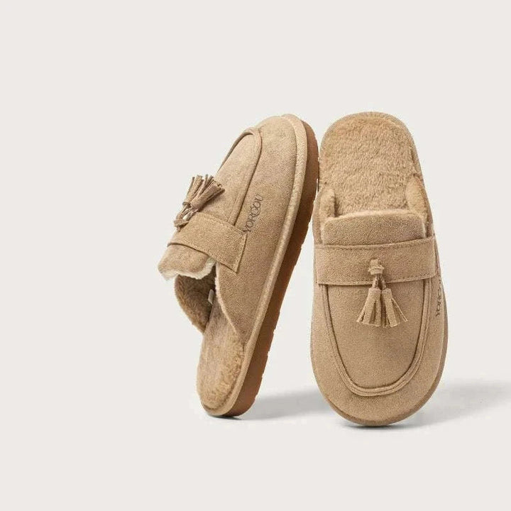 شبشب dalaxiong بنسيج شبيه الجلد المدبوغ وبطانة فروية دافئة مع نعل مطاطي مضاد للانزلاق وتصميم أنيق بألوان ترابية