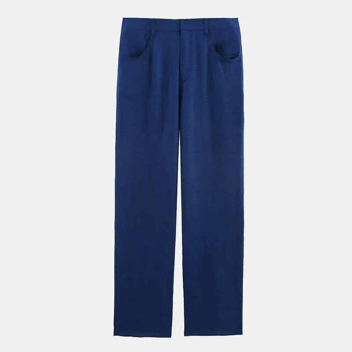 Blue linen loose pants for women's clothing for summer collection 2025 European and American style