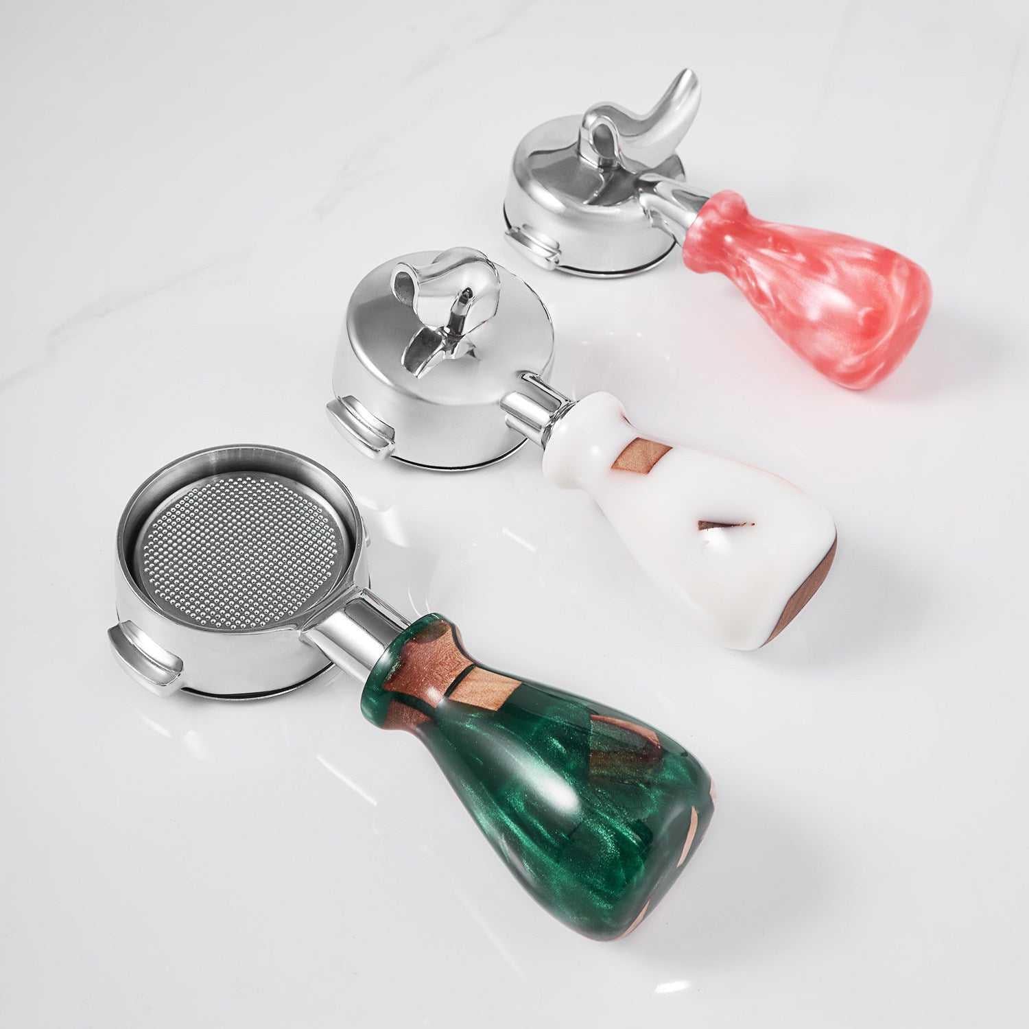 مقبض Portafilter احترافي من Resin وخشب طبيعي.