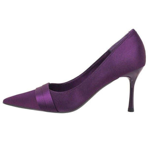 حذاء نسائي High Heels بلمسة ساتان فاخرة - لون أرجواني.