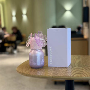 Starbucks cup 2026 spring new product Twilight cherry blossom series high-value glass straw stainless steel thermos cup.