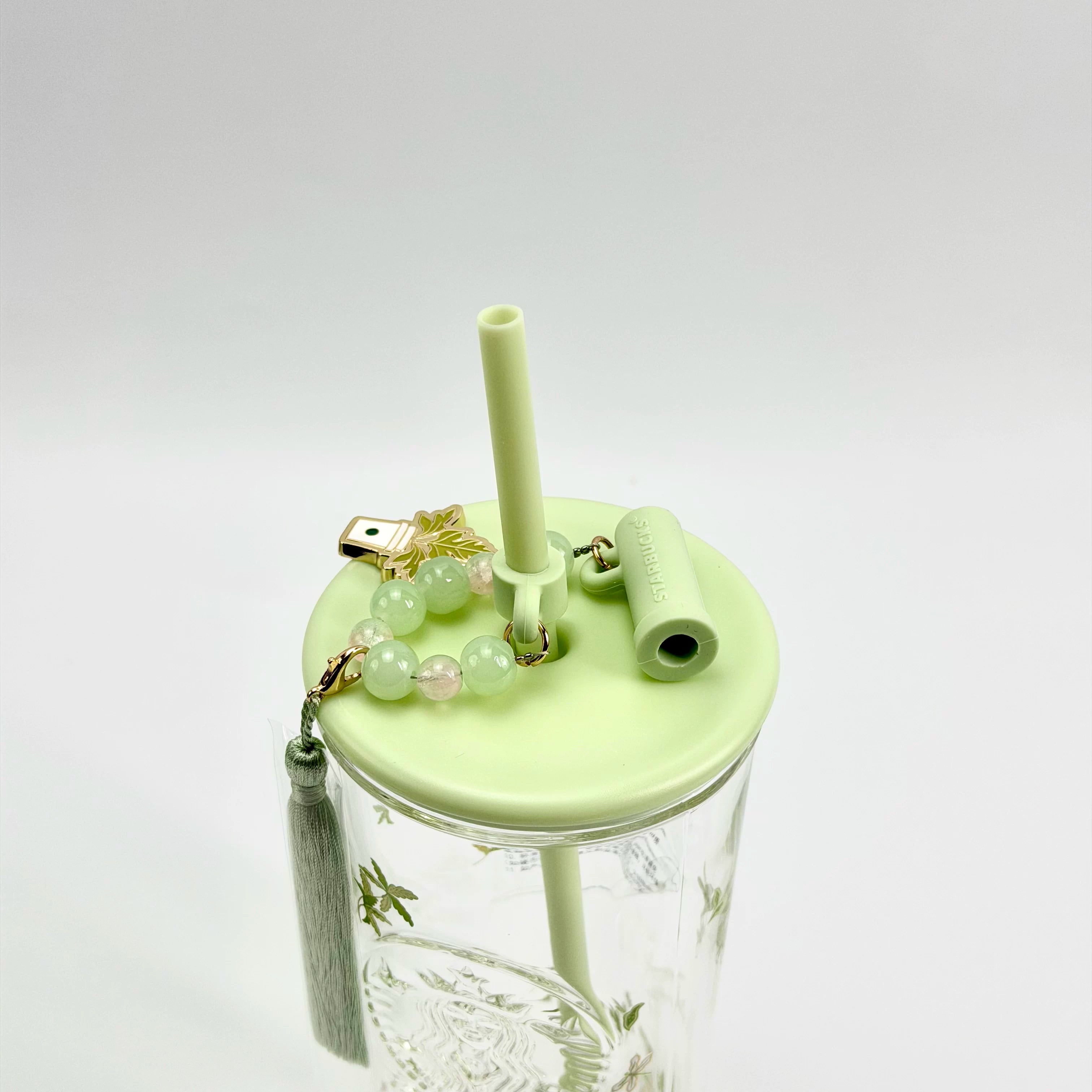 Starbucks Cup 2026 Spring Pattern Series Chinese Triangular Shaped Straw Cup Water Cup with Straw Stopper
