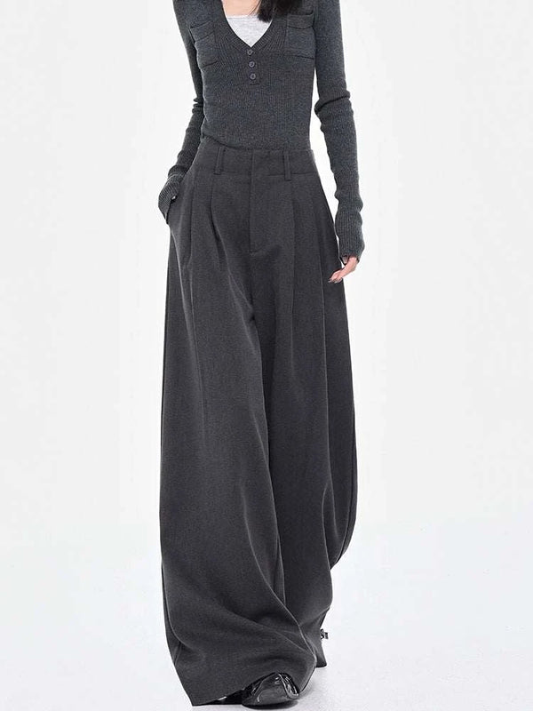 KEN STUDIO Fall and Winter Gray Wide-leg Pants Suit Pants Women's Loose Drape Pants Slacks Professional Pants Pants Pants