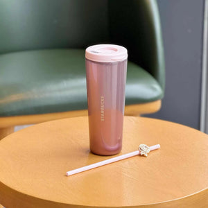 Starbucks 2026 Wanhua Rose Glitter Cat's Eye 316L Stainless Steel Cup Double Drinking Spout Silent Pad Straw Cup.
