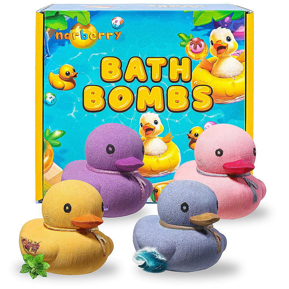 4 Amazon cross-border children's bath balls, bath salt balls, multi-bubble bath, cute duck special-shaped bath ball set box