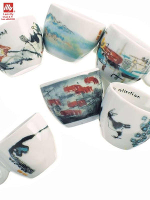 طقم أكواب Espresso من illy collection برسومات فنية.