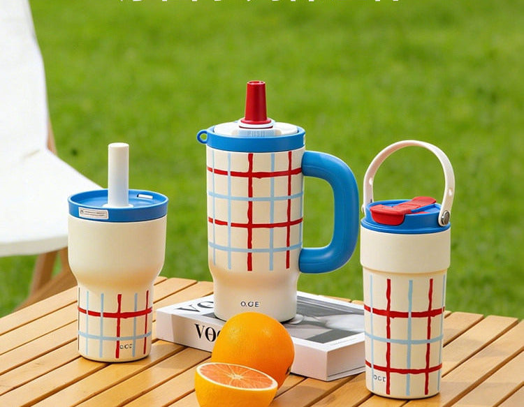 [Second item half price] High-value high-value large-capacity portable 316 stainless steel pop-up lid straw insulated cup