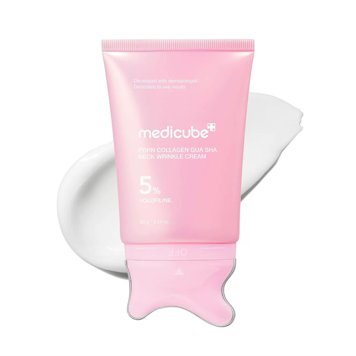 medicube Salmon PDRN Collagen Gua Sha Neck Cream lifts and tightens wrinkles