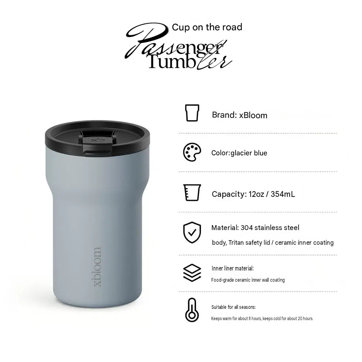 xbloom on-the-go cup, ceramic-covered coffee cup, portable travel cup, leak-proof, insulated, cold, and highly attractive gift