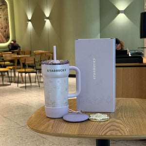 Starbucks cup 2026 spring sequence pattern series national style small fresh ceramic mark stainless steel thermos cup gift box.