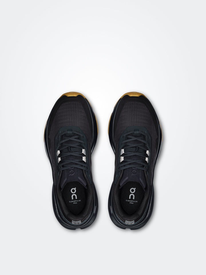Top view of black On Run Cloudpulse Pro 2025 women's fitness training shoes for fall/winter