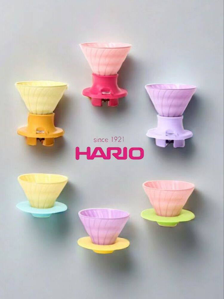 قمع ترشيح قهوة Hario V60 متعدد الألوان بمقبض سيليكون
