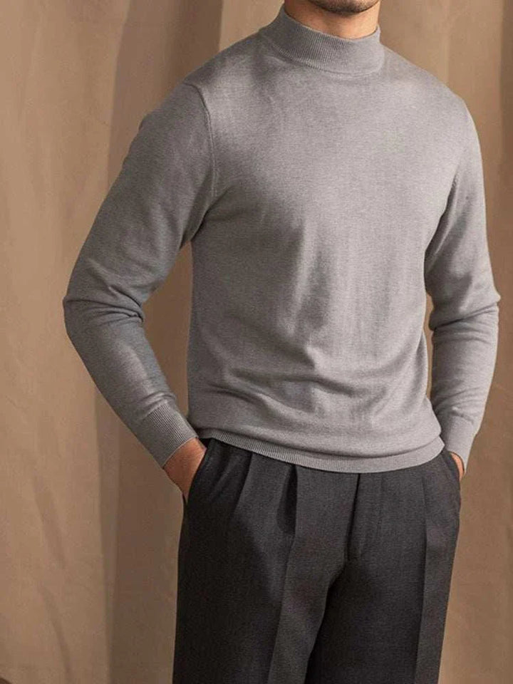 Mr. Lu San's 30% wool grey half-high neck slim fit sweater for men