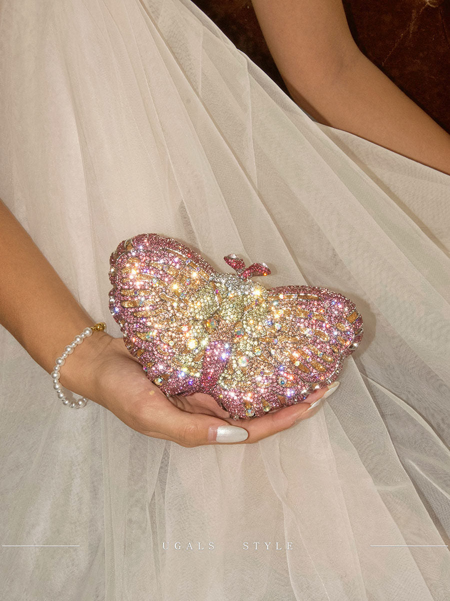 حقيبة Clutch بتصميم فراشة مرصعة بالكريستال الفاخر UGALS French