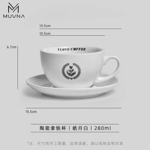 MUVNA Ceramic Latte Cup and Saucer Set.