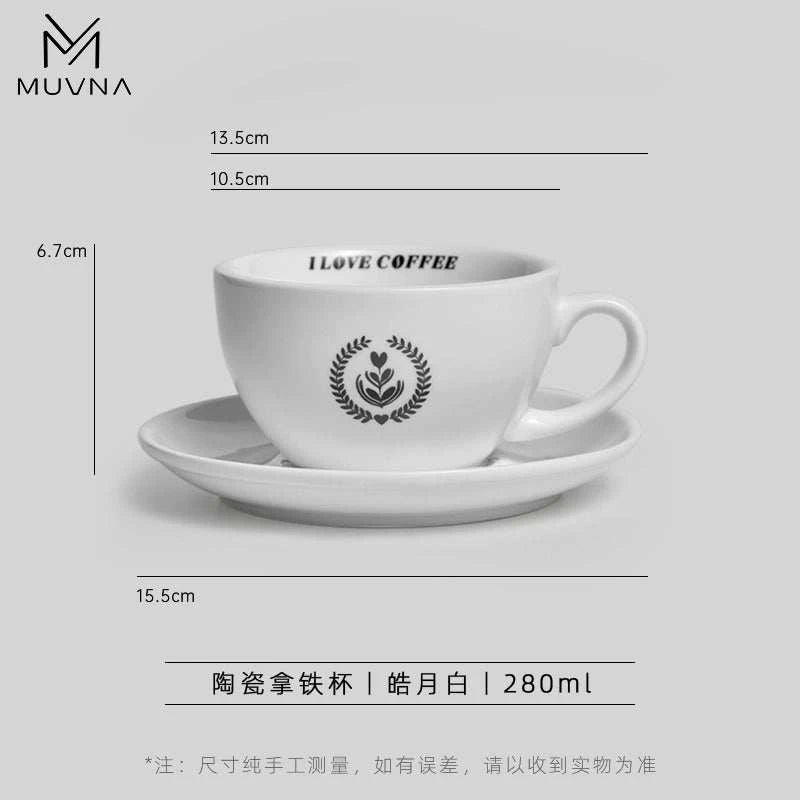 MUVNA Ceramic Latte Cup and Saucer Set.