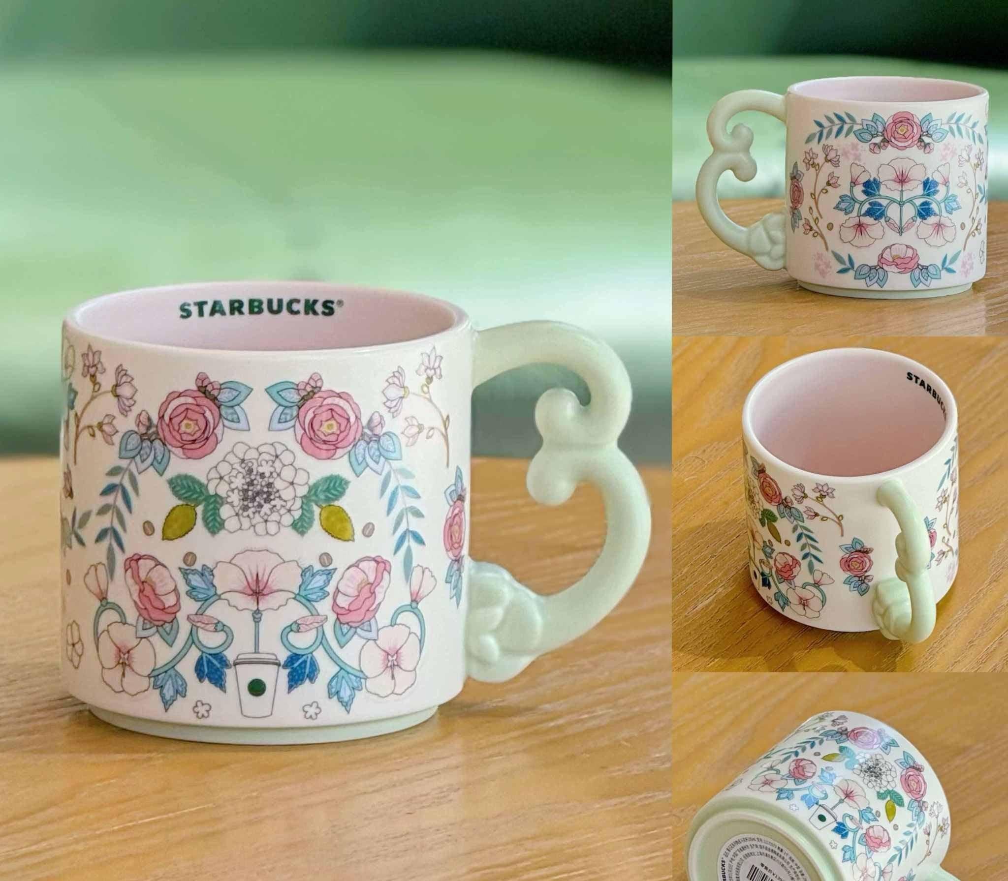 كوب Starbucks بنقشة Floral ولون أخضر ربيعي.