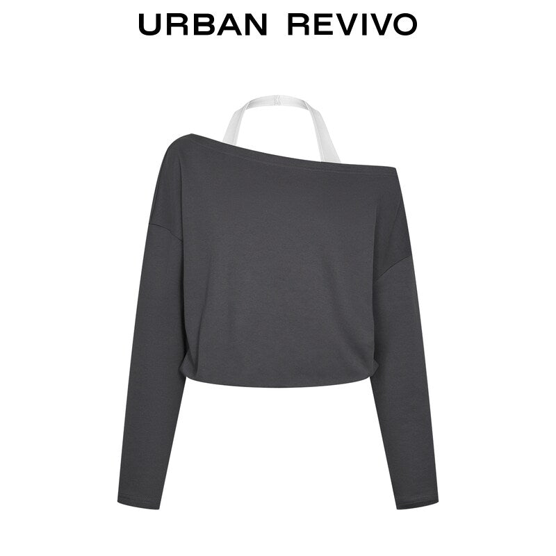 تيشرت نسائي بكتف مفتوح Urban Revivo من الأمام بزاوية جانبية