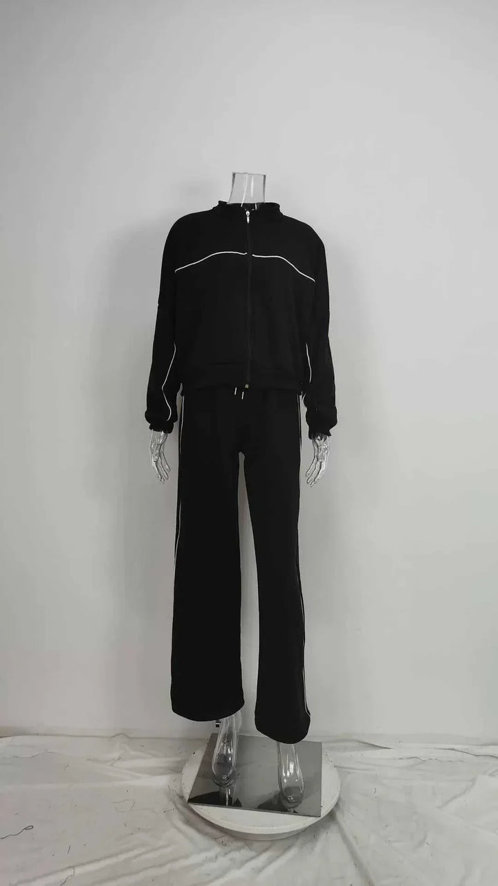 طقم كارديغان برقبة نصف عالية وسحاب أمامي بألوان متنوعة وتصميم مريح وعصري