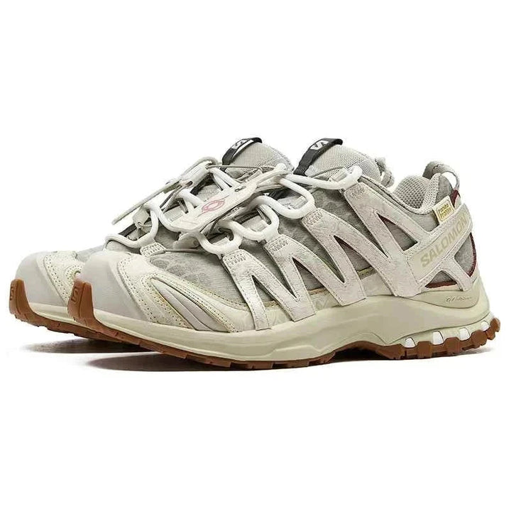 Salomon XA Pro 3D sneaker in cream and beige with brown sole, limited edition inspired by Japanese design.