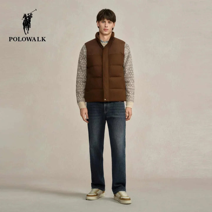 صديري شتوي مبطن رجالي بني فاخر من POLOWALK بتصميم عملي وعصري لطبقات دافئة وأنيقة