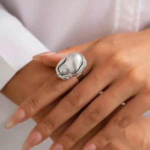 خاتم نسائي بتصميم Baroque Pearl عتيق وألوان متعددة.