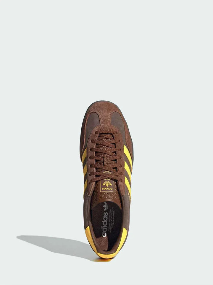 Adidas Official brown and yellow men's and women's classic vintage sports suede shoe JI2588 top view