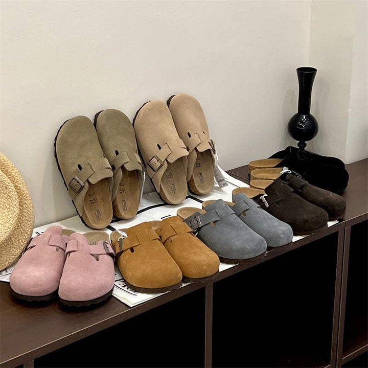 نعال بيركنستوك مولبيري بجلد نابا ناعم بألوان متنوعة مع قاعدة فلين كورك مريحة وحزام معدني قابل للتعديل