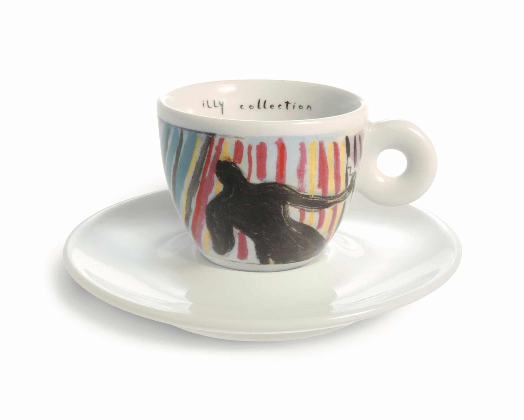 طقم أكواب Espresso من illy Collection بتصميم فني ملون.